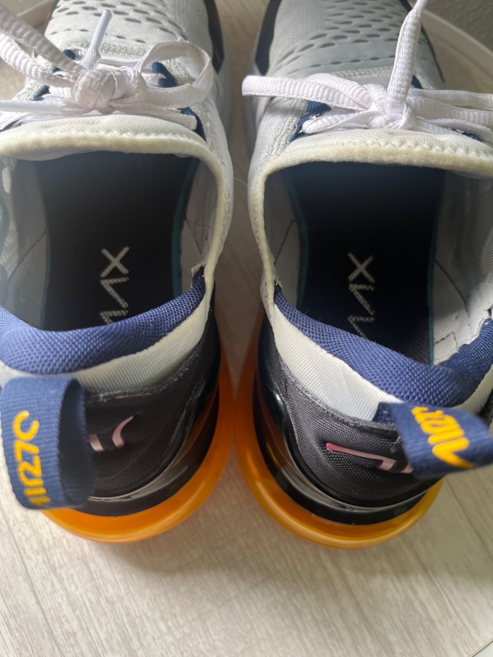 Nike White Navy Yellow Air270 Trainers - Picture 10 of 13
